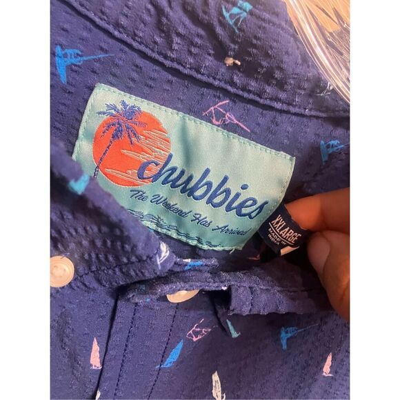 443. Chubbies “The weekend has arrived” button up collared short sleeve top XXL - Picture 3 of 5